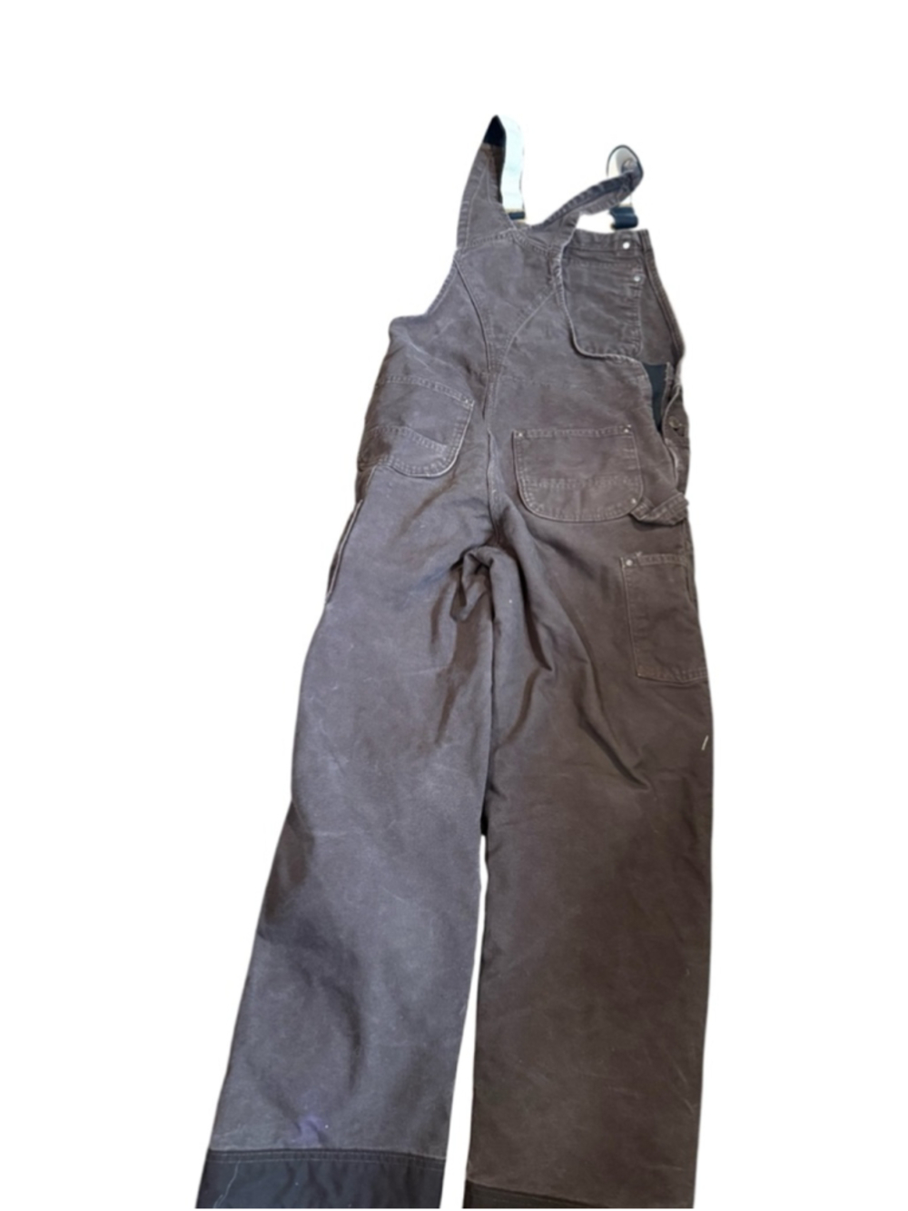 Men's Carhartt Overalls Waist 34 Brown Black Insulated - Picture 4 of 12